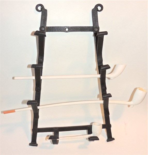 Rare Wrought Iron Hanging Pipe Rack