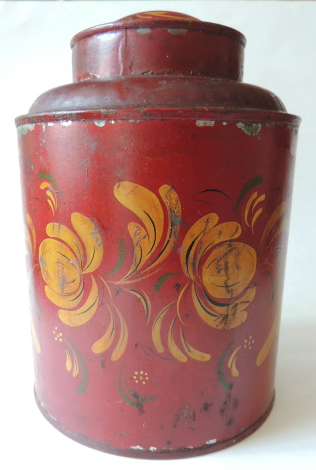 PA Red Toleware Tea Canistar