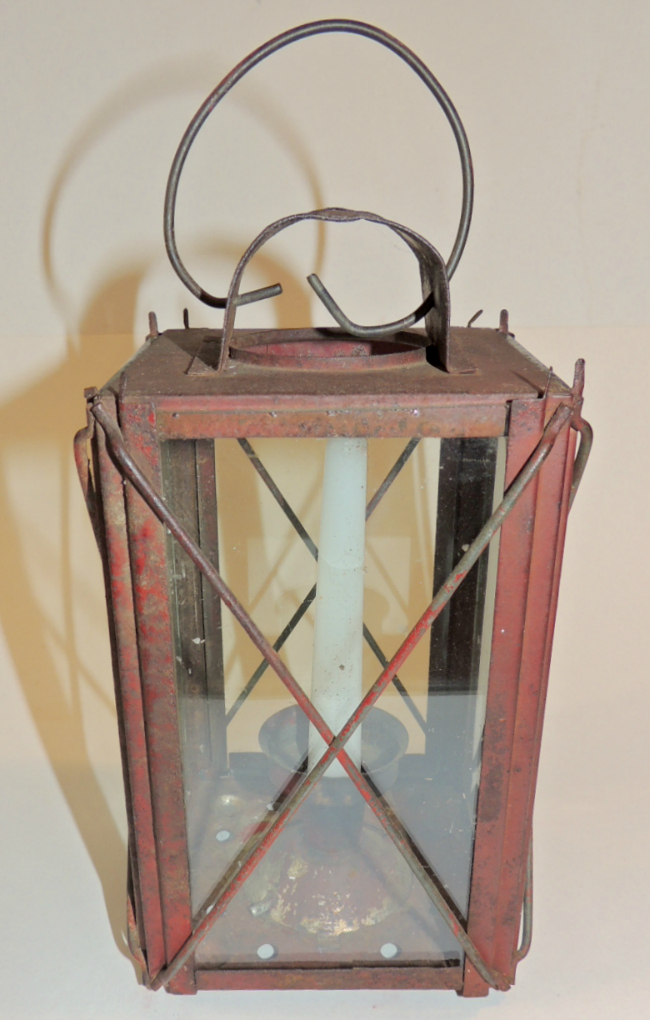 Red Painted Barn Lantern