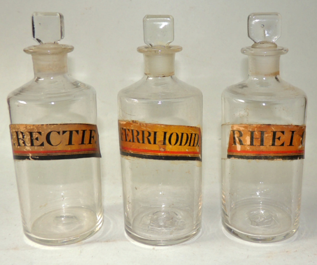 3 Early Pontiled Apothecary Bottles