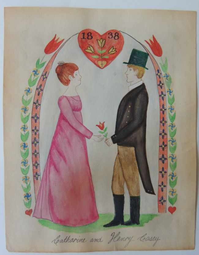 1838 Marriage Water Color Fraktur