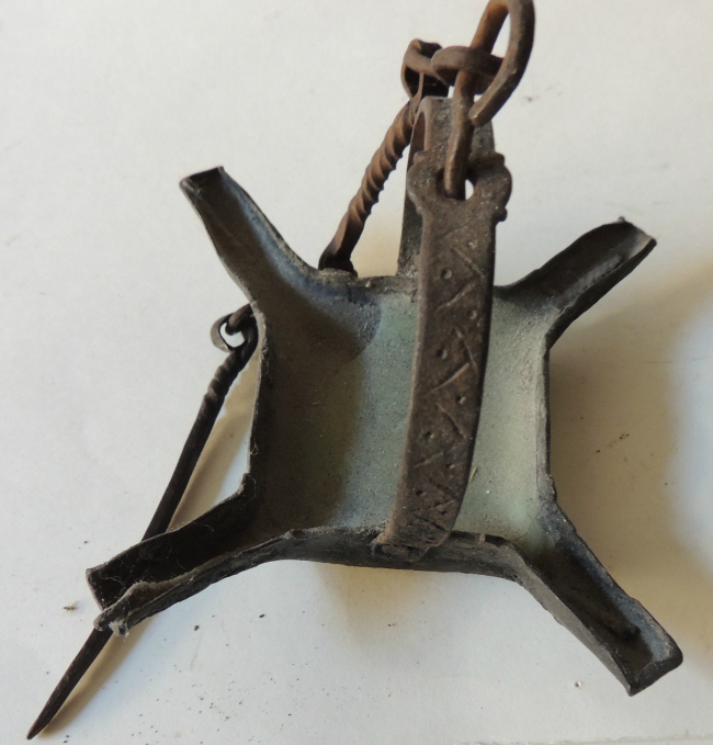 18th Century Decorated Iron Fat Lamp