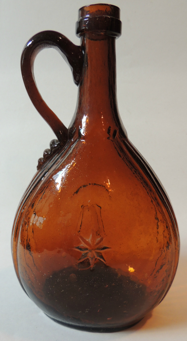 Scarce Handled Star/Sheaf of Wheat Flask
