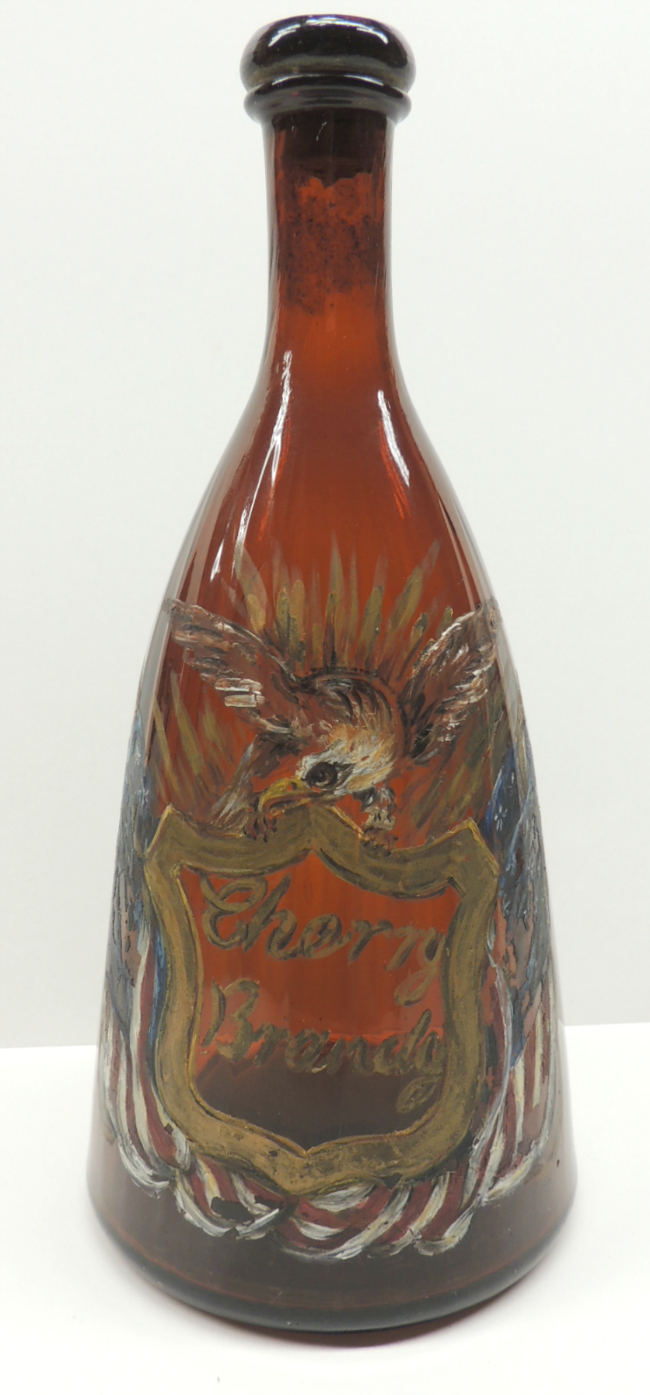 Patriotic  Painted Folk Art Decanter