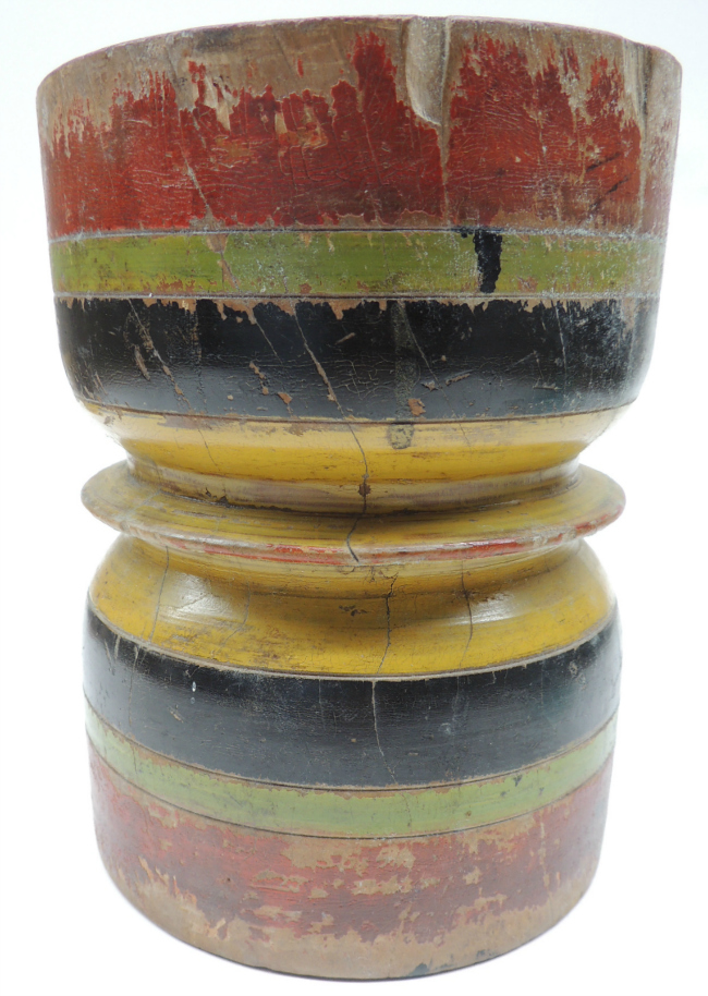 Large Polychrome Wooden Display Pedestal