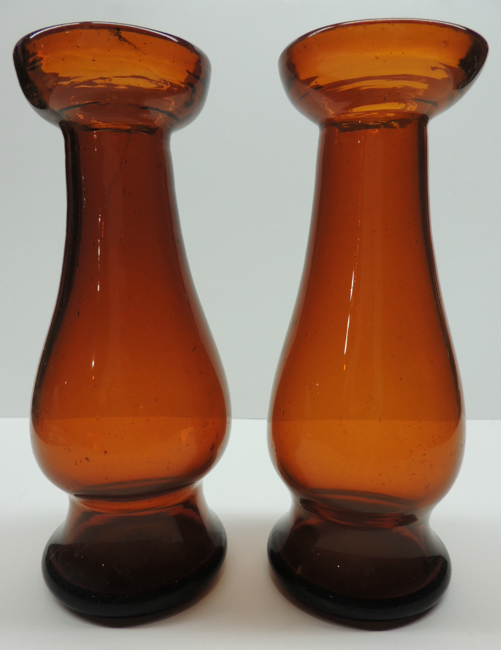 Rare Pr. Bottle Glass Hyacinth Vases