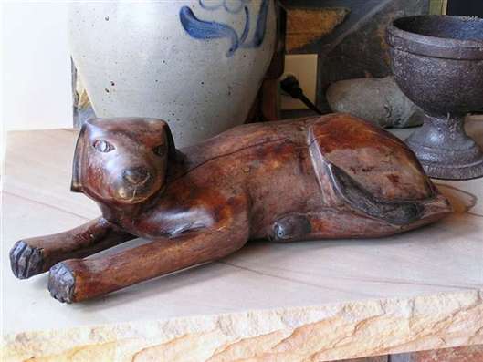 Large Folk Art Dog Carving