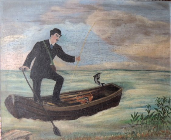 Colorful Folky Fisherman painting