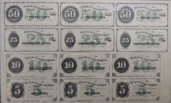 Uncut,Framed Sheet Glass House Currency, Salem