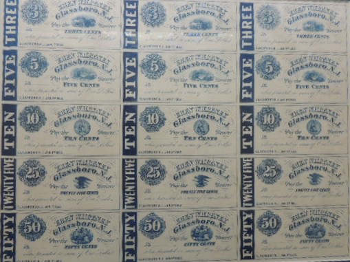 Uncut,Framed Sheet Whitney Glass House Currency, Salem