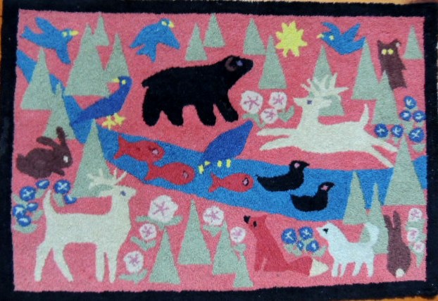 Funky Folk Art Rug with Animals