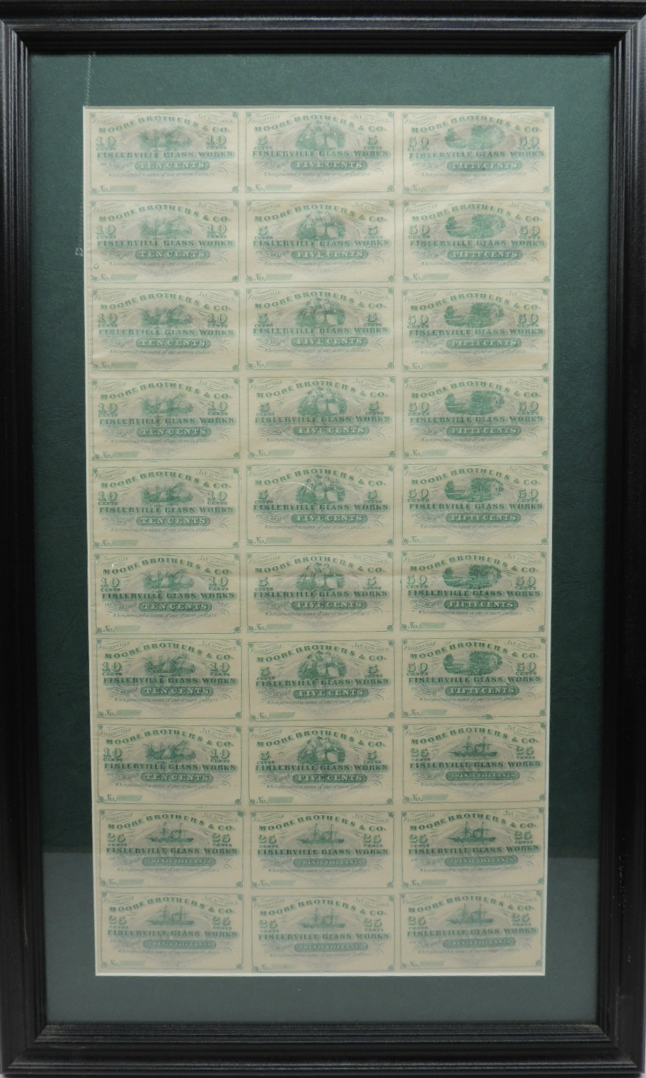 Uncut Sheet Fislerville Glass Works Script