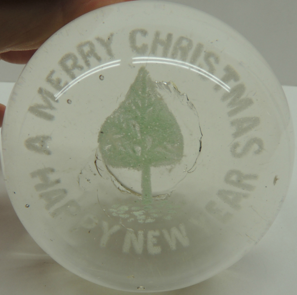 Circa 1900 Merry Christmas Paperweight