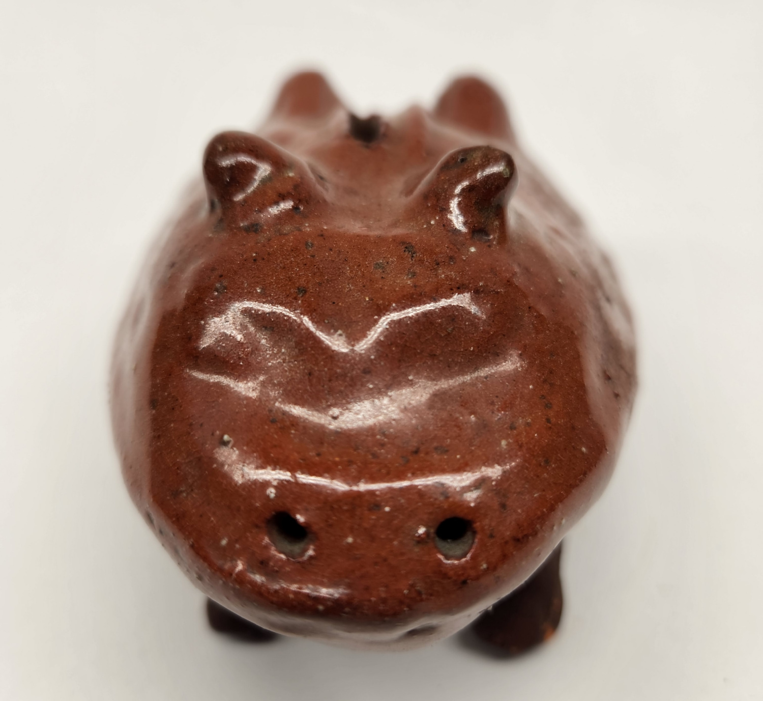 Funky Pa Redware Frog Bank