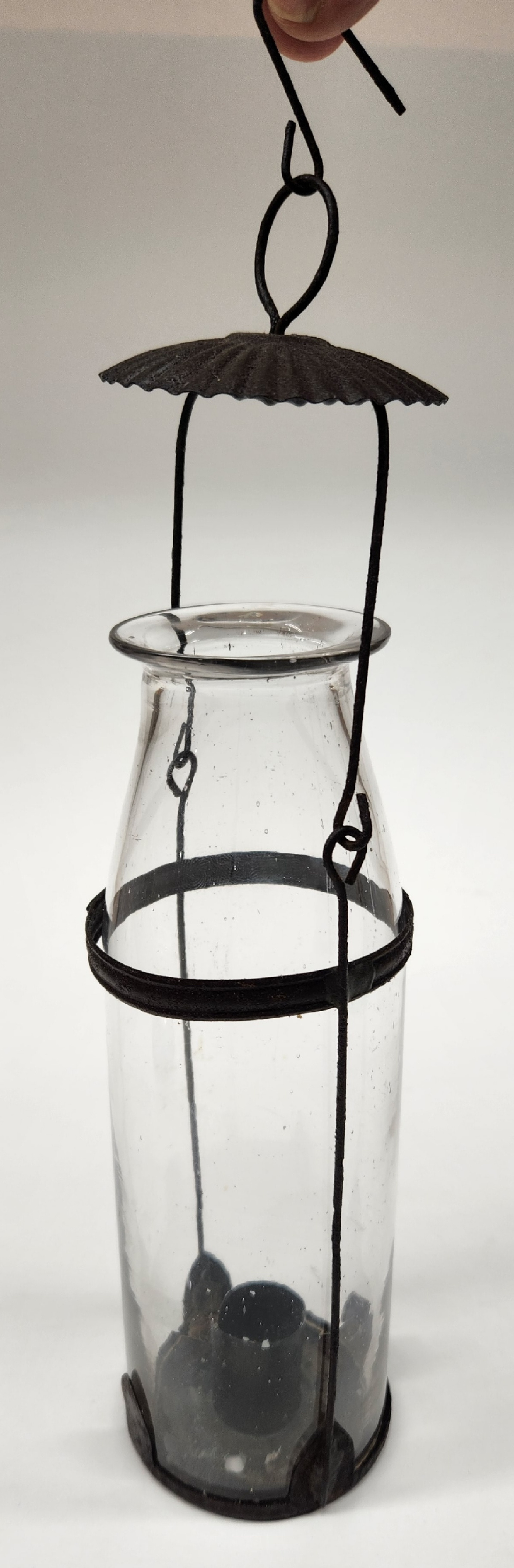 American Iron and Blown Glass Lantern 