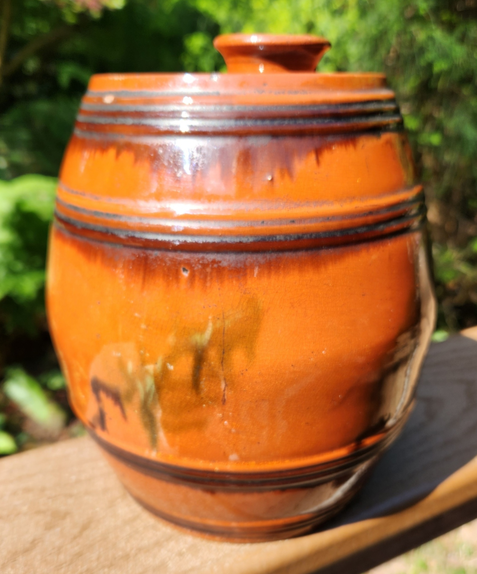 Decorated Redware Keg