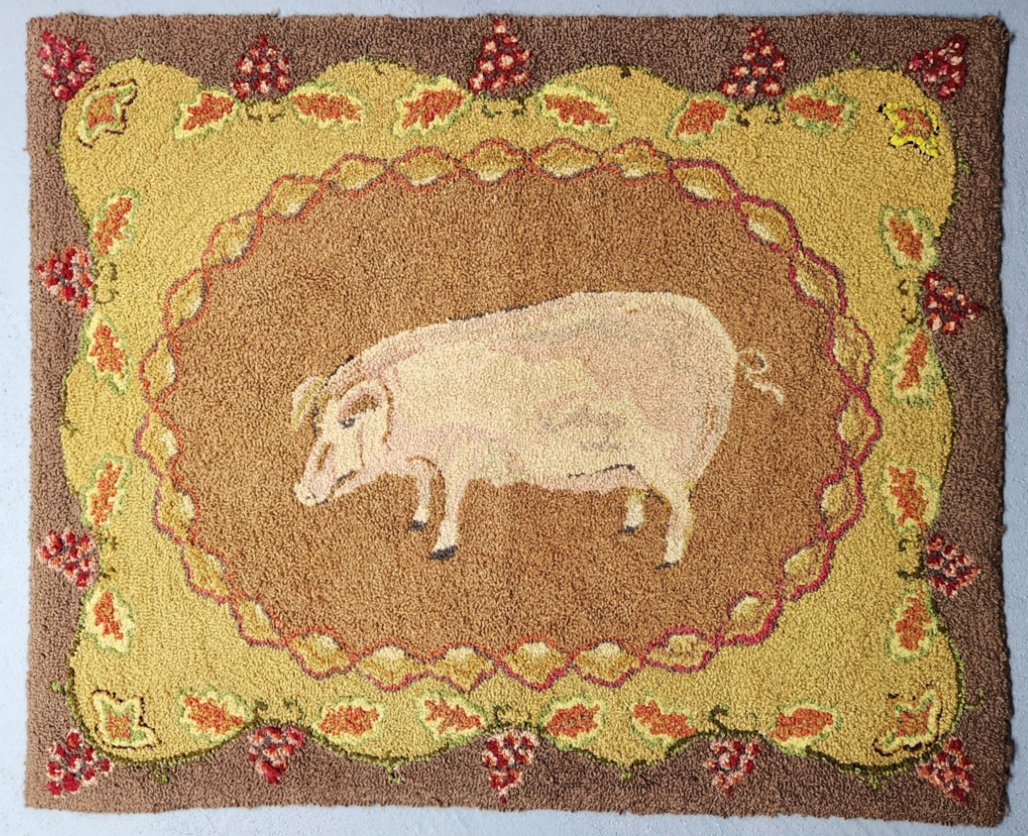 Larger Folk Art Hooked Rug