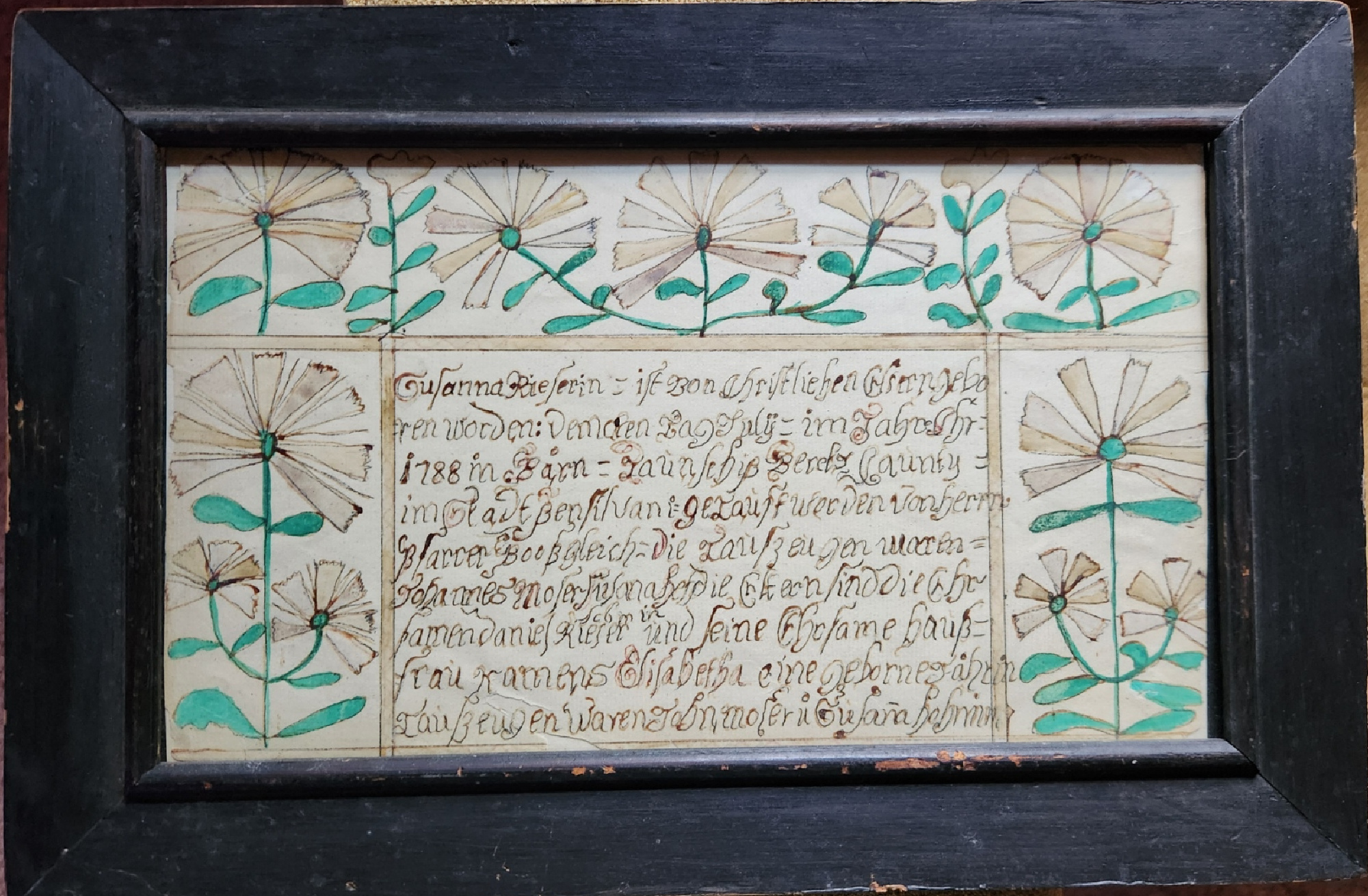 Bern Twp. Berks County Fraktur 