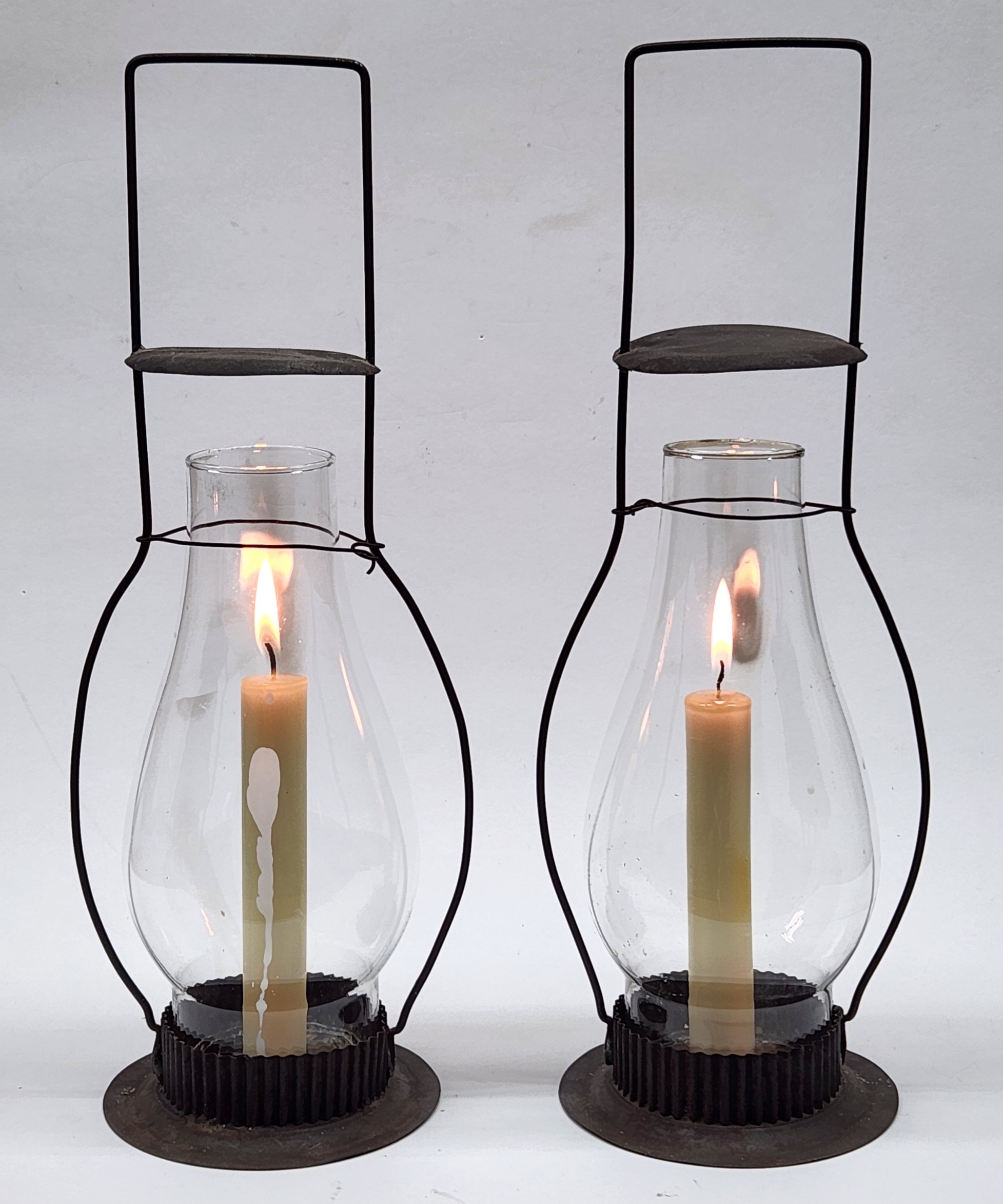 American Tin and Glass Candle Lanterns 