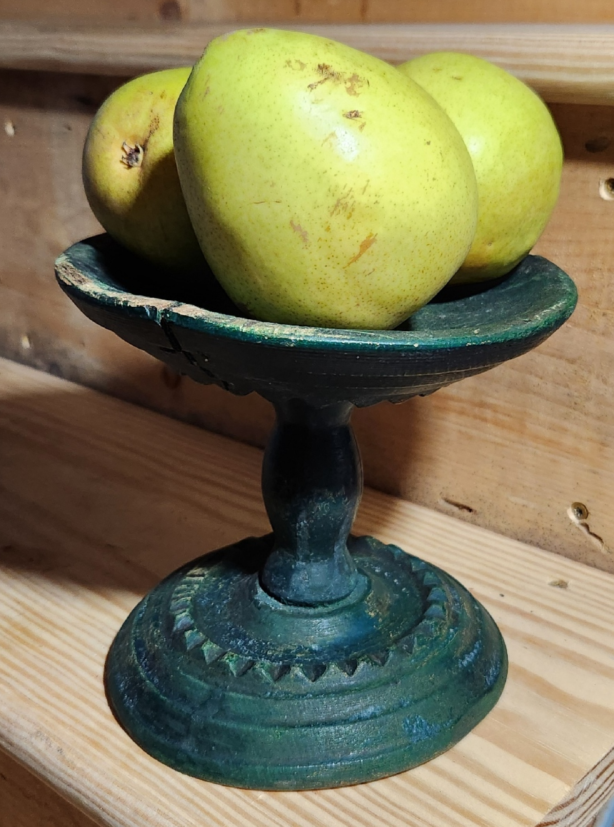 Early Signed and Painted Compote or Riser