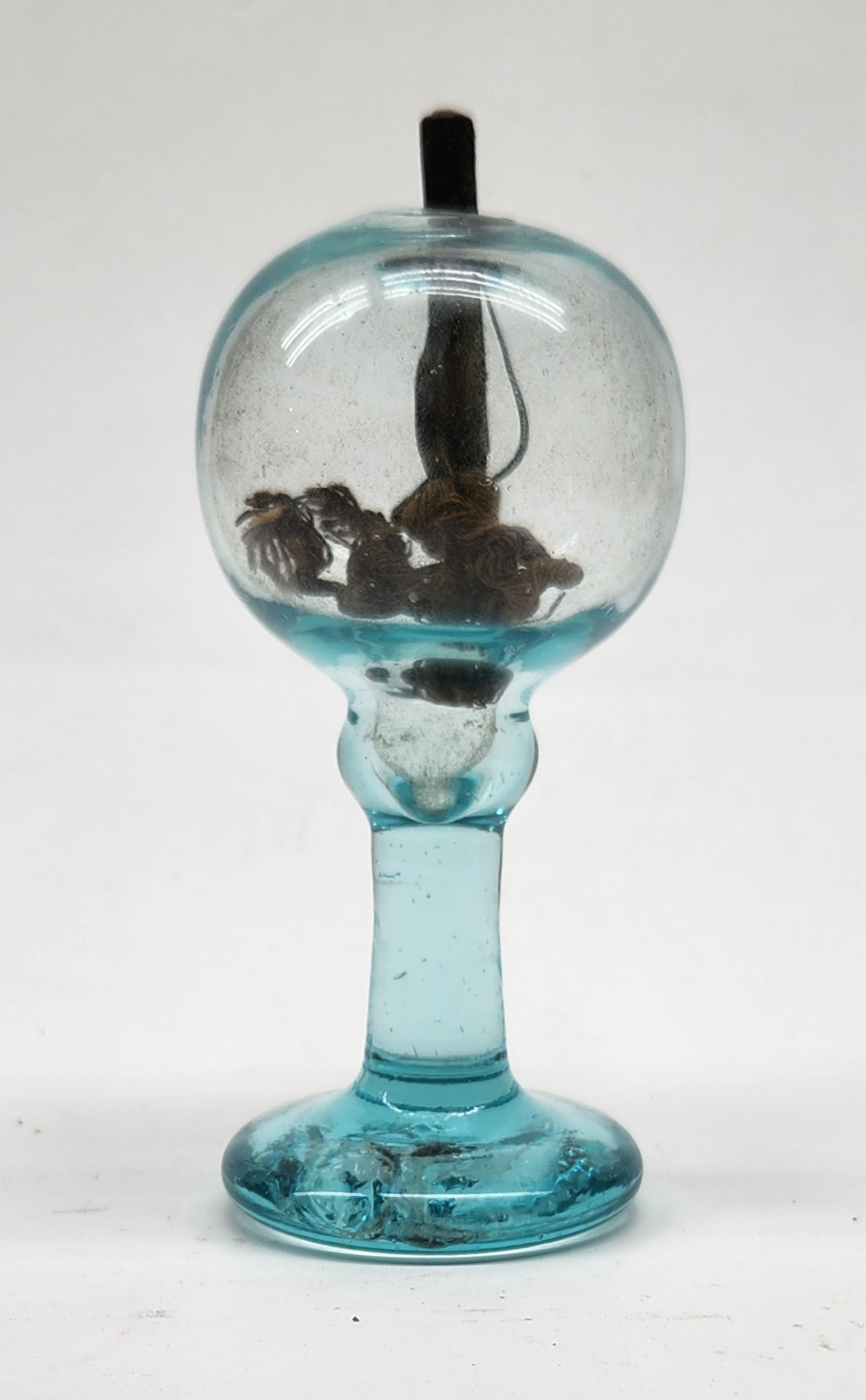 Early Pale Blue Whale Oil Lamp