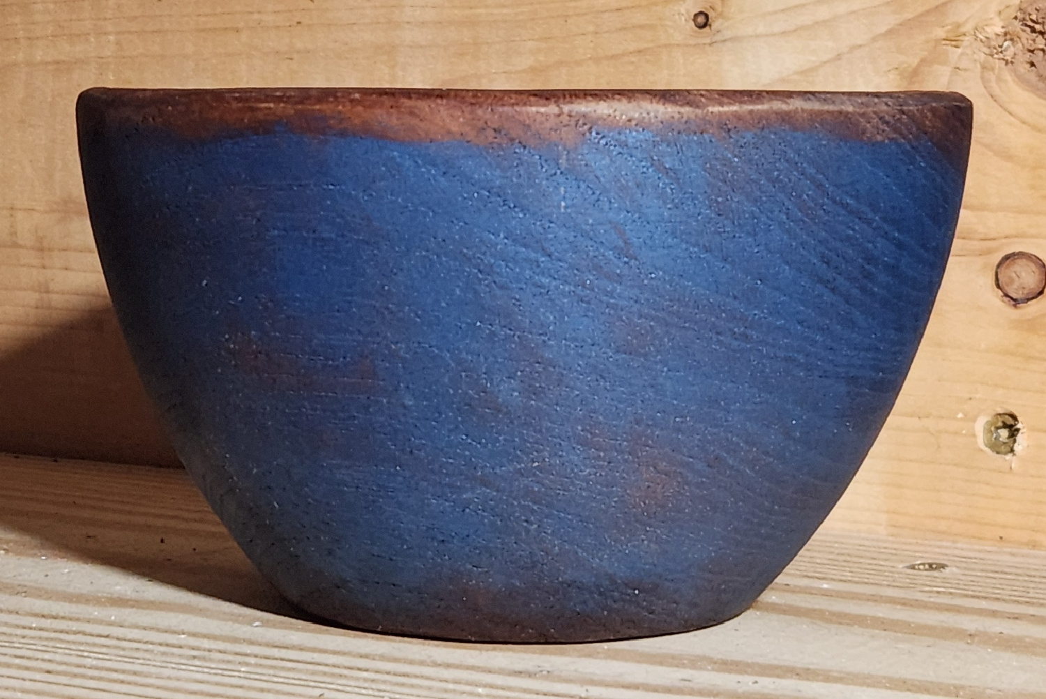 Smaller Blue Wooden Bowl